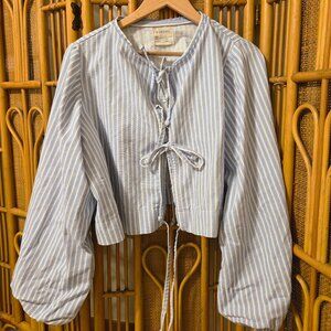 Boheme Goods Blue and White Striped Tie Top